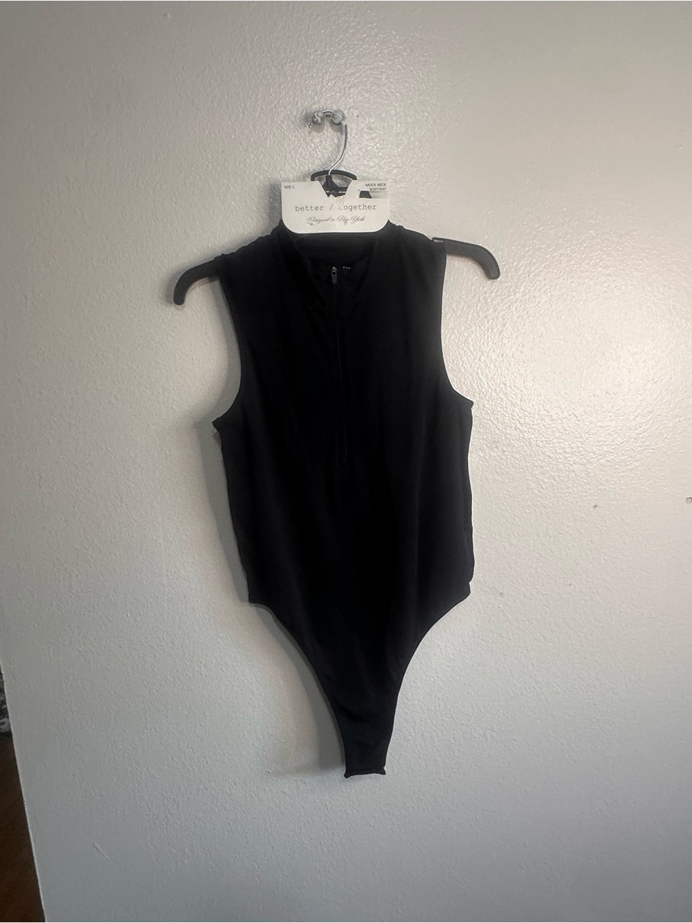 Together Black Sleeveless Zip-Front Kids One-Piece Bodysuit